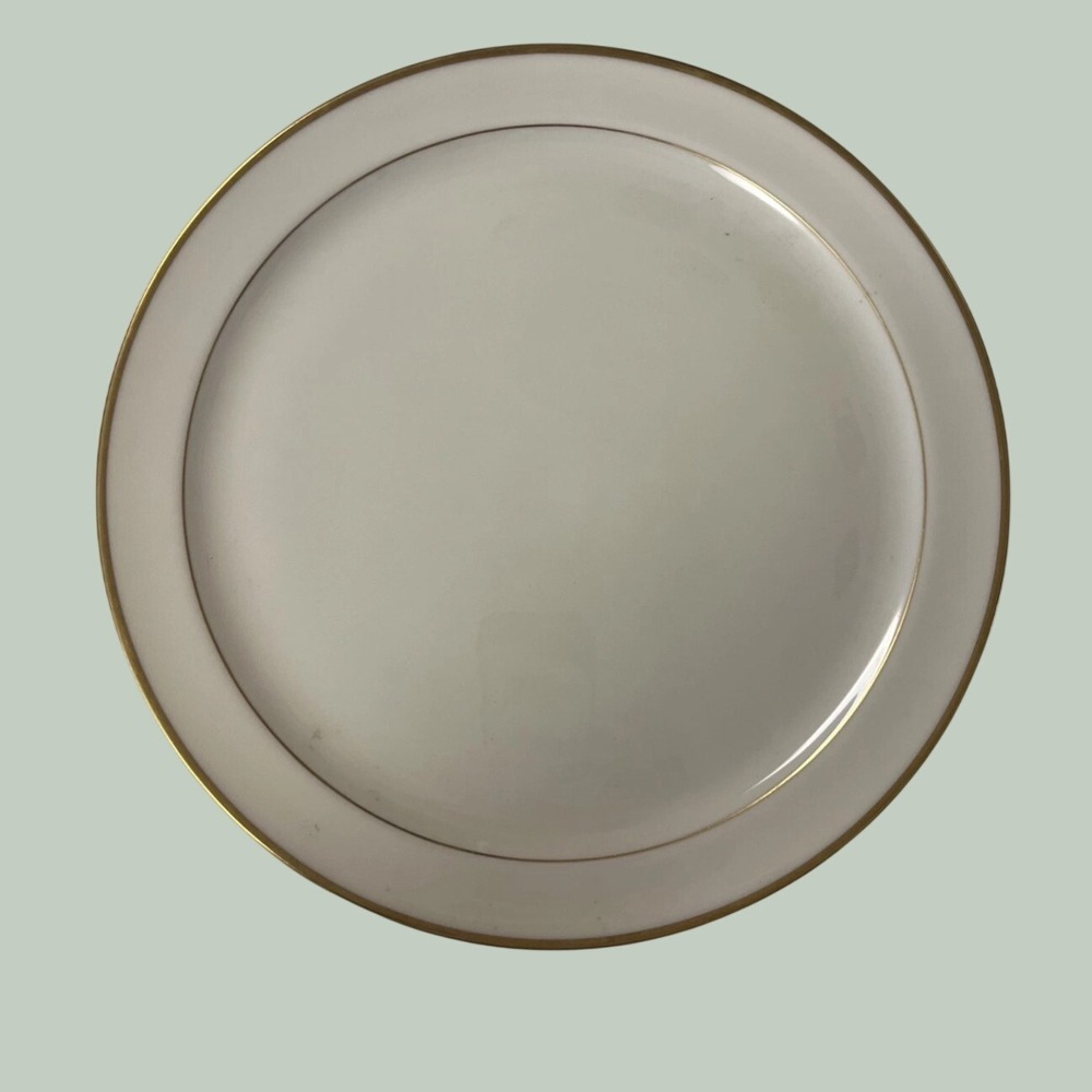 Lenox Ivory Gold Rimmed Chop Plate Round Serving Platter 12.5 Inch Made in USA